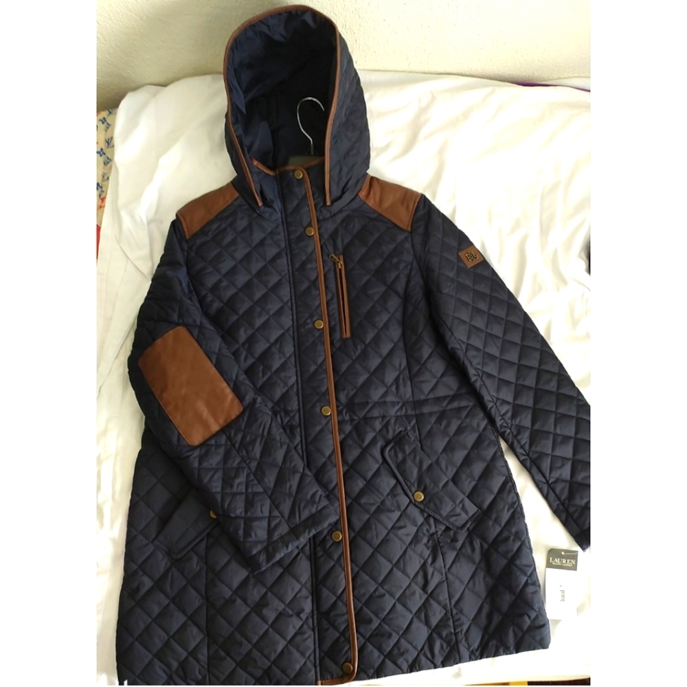 Ralph Lauren Woman's Petite Quilted Hooded Anorak - Size L